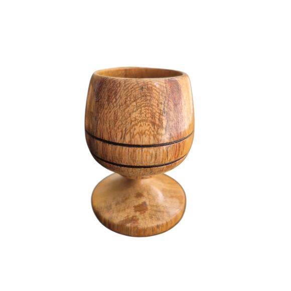 Vintage Set of 5 Olive Wood Egg or Communion Cup Unique Wood Grain, Handcrafted - Picture 2 of 7